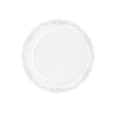 7.5" Clear Victorian Design Plastic Plates (120 Count) - Yom Tov Settings
